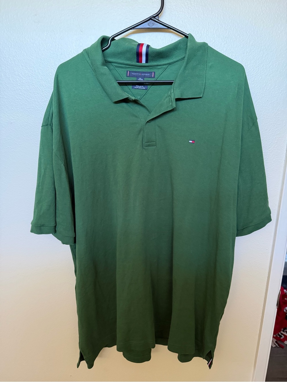 Tommy Hilfiger Green Short-Sleeve Polo with Flag Logo